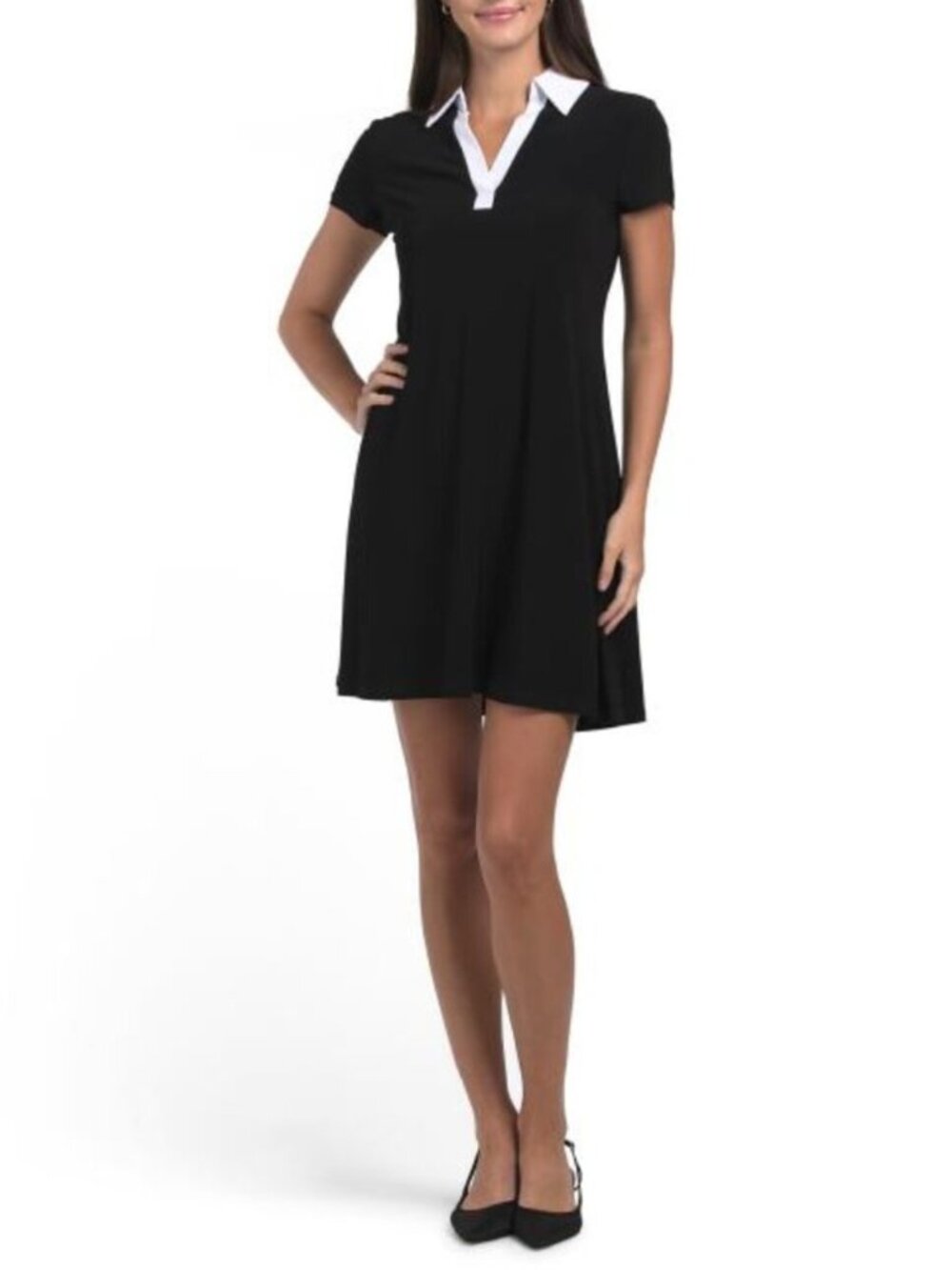 MSK Contrast Collar Easy Mini Sport Dress